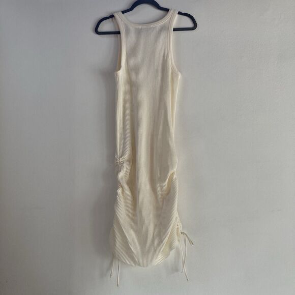 THE RANGE Jumbo Stark Waffle Knit Ruched Sides Cream Sleeveless Dress Size L NWT - Picture 5 of 8